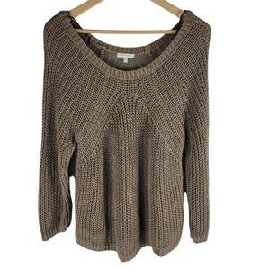 Massimo Dutti open knit linen sweater long sleeve bronze size M